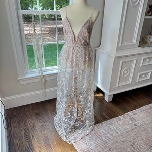 Elegant Sheer Floral Maxi Dress